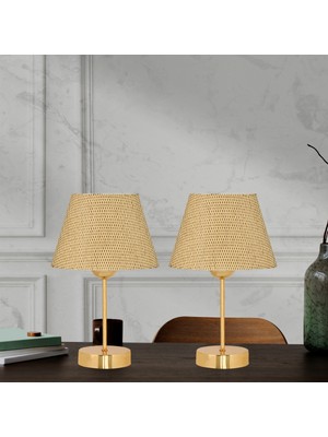 PremiumPort Şık 2'li Abajur Seti, Yatak Odası, Çocuk Odası ve Salon Için Dekoratif Aydınlatma