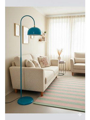 PremiumPort Turkuaz Hareketli Metal Lambader, Modern Dekoratif Yerden Aydınlatma