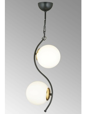 PremiumPort Modern Kıvrımlı Cam Sarkıt Avize, Şık Siyah Tasarım, Ikili Set