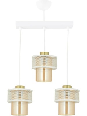 PremiumPort Modern Dikdörtgen Üçlü Cam Sarkıt Avize, Şık ve Şeffaf Tasarım