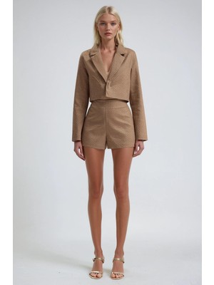 Lijuri Taşlı Ceket Şort Ikili Takım 10315