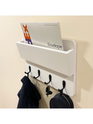 WoodHaus Ahşap Antre Organizer – 4 Kancalı Duvar Anahtarlık & Askılık | Portmanto | Doğal Ahşap