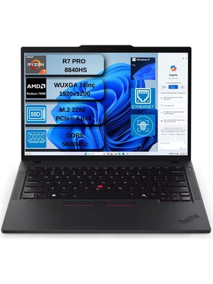 Lenovo Thinkpad P14S Gen 5 Amd Ryzen™ 7 Pro 8840HS 5.1ghz 32GB Ddr5 1tb SSD Amd Radeon 780M 14" Wuxga IPS 400NITS Windows 11 Pro Taşınabilir Bilgisayar + Mouse Hediyeli 21MFS2MQ00OX09