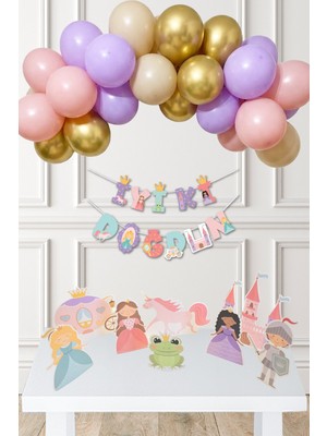 Pekshop Prenses Tema Doğum Günü Balon Zinciri ve Masa Süsleri Seti - SET218
