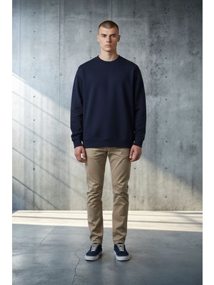 Black Steel Bisiklet Yaka Selanik Ördü Sweatshirt