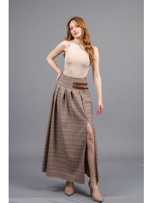 MissVina Royal Plaid Slit Skirt – Ekose Premium Maxi Etek 6831