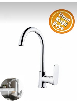 Sdk NO:203 Damla Uzun Kuğu Eviye Bataryası Krom Uzun Kuğu