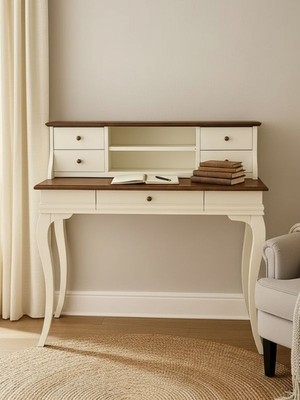 Gazzini Furniture Regis Rustik Still Raflı Ahşap Çalışma Masası 80X125