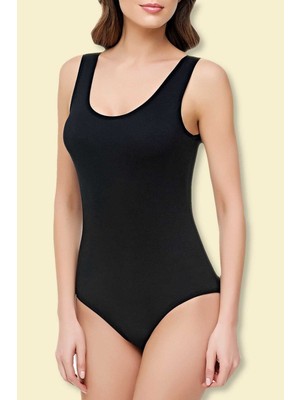 Tutku Kadın Siyah 2'li Paket Likralı Geniş Askılı Çıtçıtlı Body-Siyah-Xl