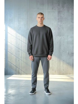 Black Steel Bisiklet Yaka Selanik Ördü Sweatshirt