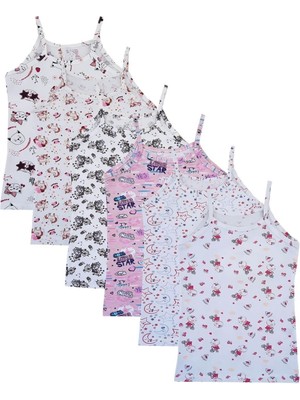 Tutku 6lı Kız Çocuk Ip Askılı Atlet Empirme Pamuklu Renkli-Karışık-4