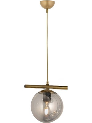 PremiumPort Şık Füme Glop Camlı Sıralı Gold Sarkıt Avize, Modern ve Zarif Tasarım