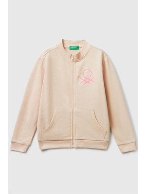 Benetton Bebe Fermuarlı Hırka Kız Çocuk Açık Pembe 1-6 Yaş