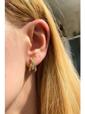 Spossy Silver Jewelry Çapraz Tasarım Küpe