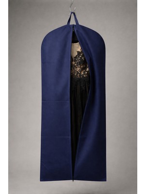 Farilas Global Lacivert Renk Çift Kulplu Abiye Elbise Koruma Kılıfı – Kalın Diş Fermuarlı, Nonwoven Kumaş, 160X60 cm