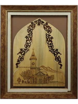 E38 El Işçiliği Ahşap Yakma Kayseri Saat Kulesi Tablo 95*77 CM-4538
