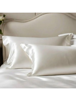 Ceviz Medikal Antibakteriyel Terletmeyen Ipek Saten Yastık Kılıfı 2'li 50X70 Beyaz
