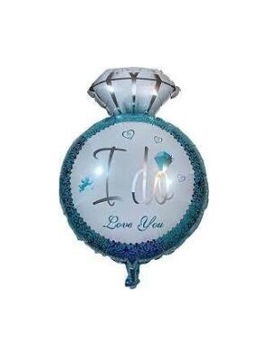 Partici Tek Taş Yüzük Mavi Folyo Balon 60CM