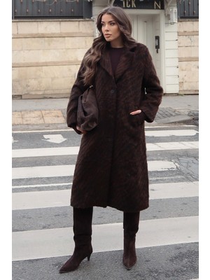 Lijuri Zebra Desenli Kaşe Kaban 7124