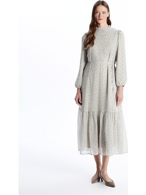 Lc Waikiki Yeni Sezon Fırfırlı Dik Yaka Çiçekli Elbise