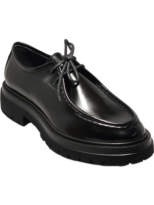 Tetri 0624 Alviso Longo Hakiki Deri El Yapımı Erkek Siyah Açma Casual Ayakkabı