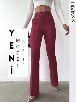 Lavinsis Yüksek Bel Ispanyol Paça Kadın Pantolon