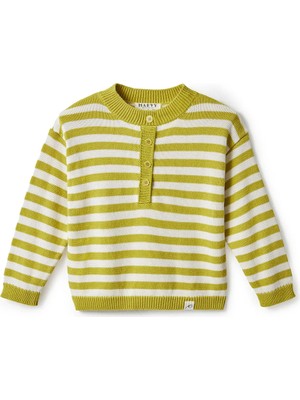 Marvy Çizgili Yünlü Kazak Sarı-Ekru