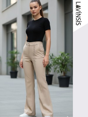 Lavinsis Yüksek Bel Ispanyol Paça Kadın Pantolon
