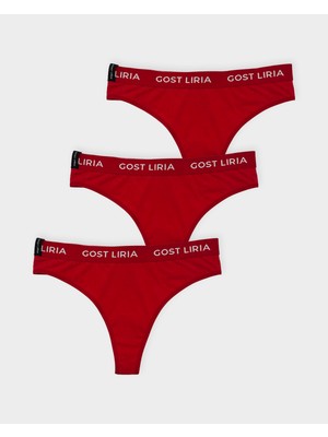GOST LİRİA Crimson Kadın String Külot  3 Lü Paket - Kırmızı