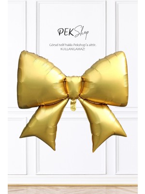 Pekshop Gold Büyük Fiyonk Folyo Balon Fiyonk Şekilli Balon