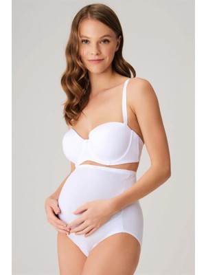 Vip Marketim Vipmarketim Pamuk ve Modal Kumaş Yüksek Bel Beyaz Hamile Külodu