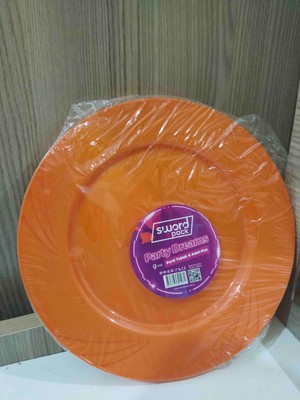 Sword Pack 6 Adet Sert Plastik Mika Tabak 6 Adet Turuncu