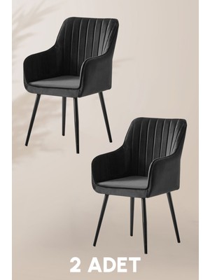 MyMassa Nova Sandalye - Babyface Siyah- Metal Siyah Ayak ( 2 Adet )