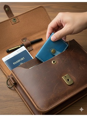 Otohousse Hakiki Deri Akordiyon Cüzdan Kartlık