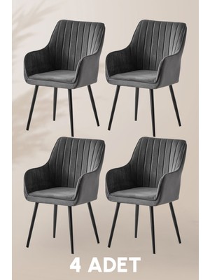 MyMassa Nova Sandalye - Babyface Antrasit - Metal Siyah Ayak (4 Adet)