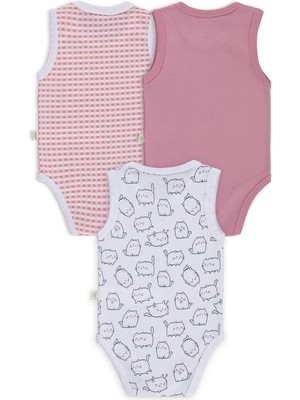 Civil Baby Kedi Empirmeli 3 Lü 0-36 Ay Çıtçıtlı Badi - Beyaz 9-12 Ay