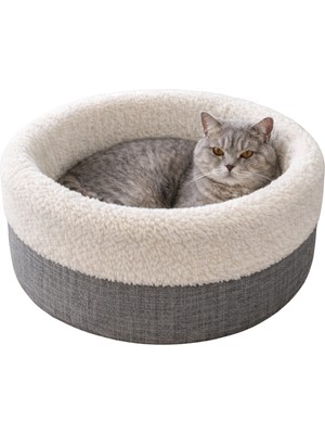 Jungolica Pet Products Pofito, Çift Taraflı Minderli, Kaydırmaz Tabanlı, Sakinleştirici Etkili, Yuvarlak Kedi-Köpek Yatağı