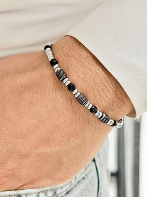 Ferro Gümüş ve Siyah Çelik Erkek Bileklik FRJ10129A-J 2 Yıl Garantili Hediye Paketli