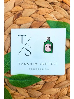 Tasarım Sentezi Rozet Metal Broş Cin Içki Şişesi Gin Alkol Kokteyl Bar Barmen Barmeid Çanta Kıyafet Şapka Aksesuar
