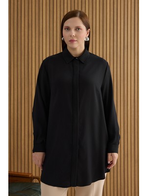 Aker Siyah Tencel Tunik