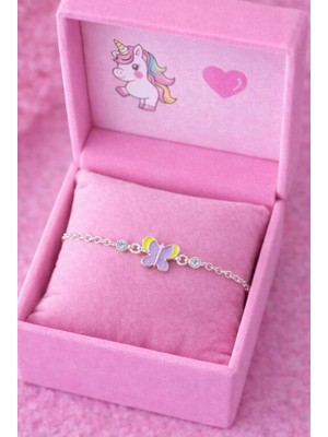 miraç gümüş takı atölyem 925 Ayar Gümüş Mineli Kelebek Figürlü Çocuk Bilekliği – Zarif ve Sevimli Tasarım