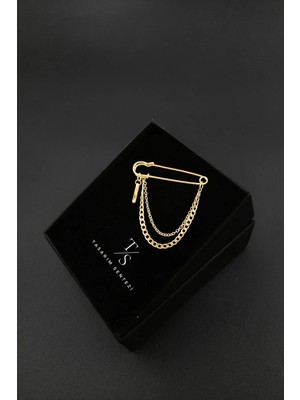 Tasarım Sentezi Broş Metal Rozet Çengelli Iğne Zincirli Kancalı Yaka Iğnesi Gold Kıyafet Çanta Takı Aksesuar Hediye