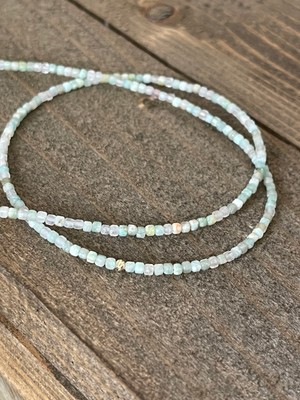 Aida Jewelss 14 Ayar Altın Dorika Detaylı Doğal Amazonit Taşlı Zarif Altın Kolye