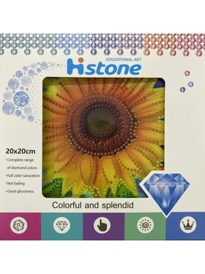 Elegantshop 5d Yapışan Boncuk Goblen Mozaik Tablo Pano 20*20 cm Ayçiçeği