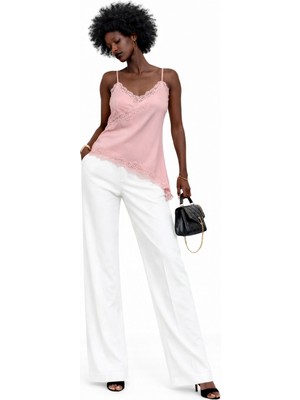 Deep Beach Asimetrik Dantel Detaylı Bluz