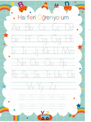 Hsn Harfleri Öğrenime Yaz Sil Pvc Kaplı 30X42 cm Kolay Öğrenme Afiş