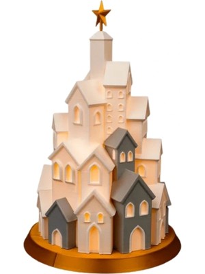 Aspata Store Buğz Eco Lounge Dekoratif Kış Evleri 19 cm – LED Mumlu Yılbaşı Gece Lambası