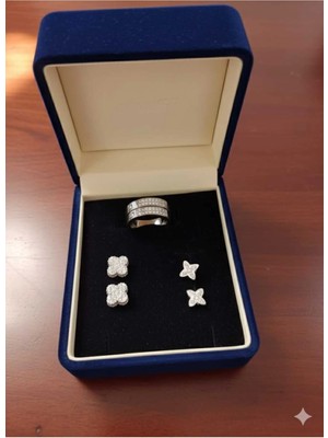 Glimz Jewelry Zirkon Taşlı Üçlü Küpe Seti