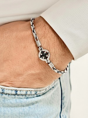 Ferro Gümüş ve Siyah Çelik Erkek Bileklik FRJ10138A-J 2 Yıl Garantili Hediye Paketli