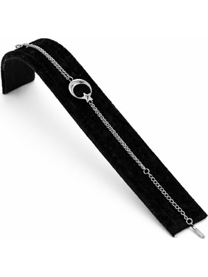 Pangu Ay Yıldız Figürlü Gümüş Renk Çelik Bileklik